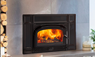 Montpelier-II Wood Fireplace Insert by Vermont Castings in a modern home