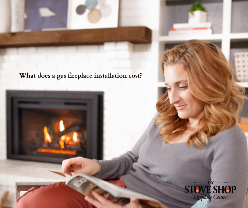 Woman enjoy gas fireplace
