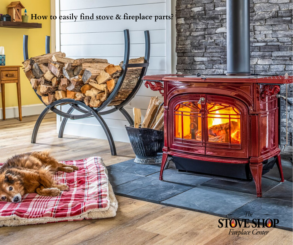 dog sleeping next to wood stove