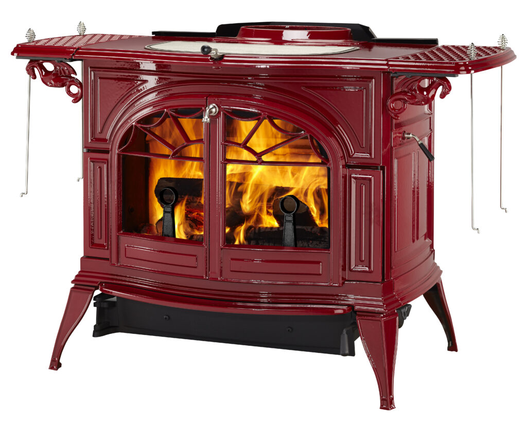 defiant wood stove bordeaux red