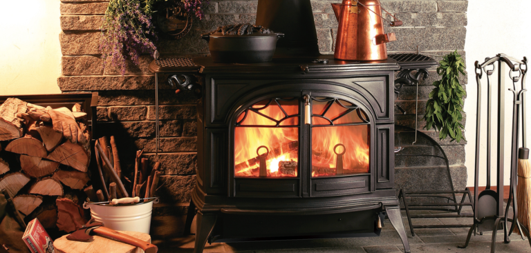 black wood stove