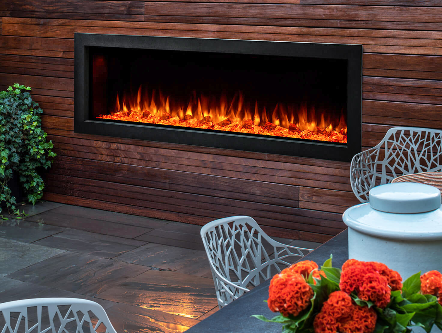 built-in linear electric fireplace