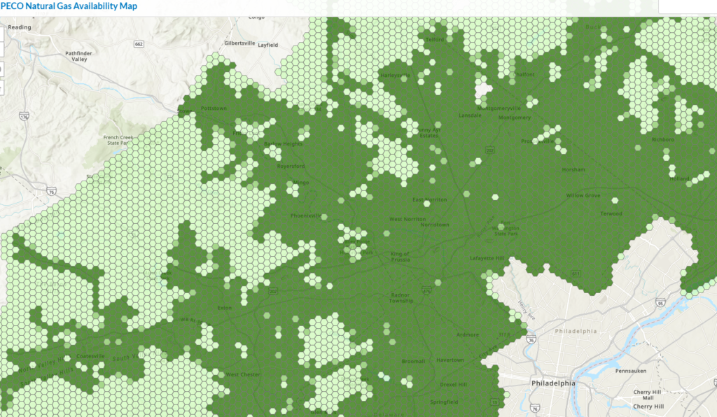 PECO natural gas availability map 2026