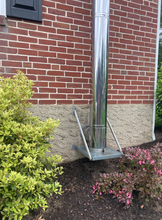 basement wood stove install example class a chimney