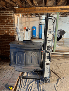 basement wood stove installation removal