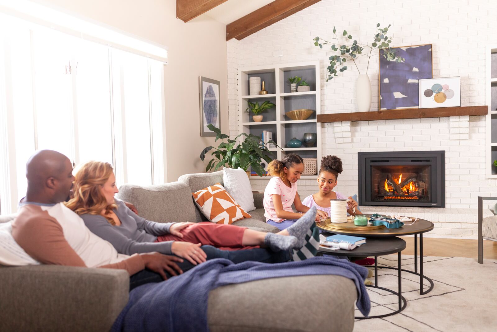 family gas fireplace insert
