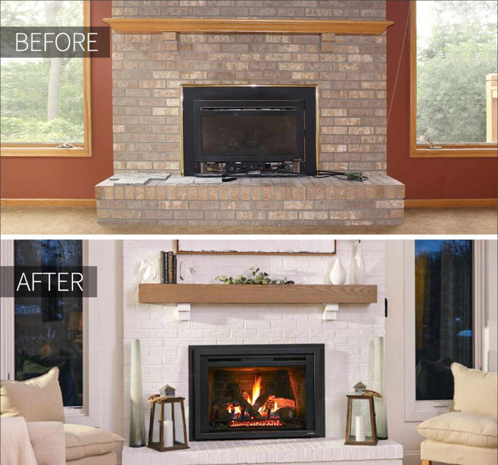 before and after fireplace