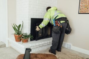 new fireplace installation in home remodel