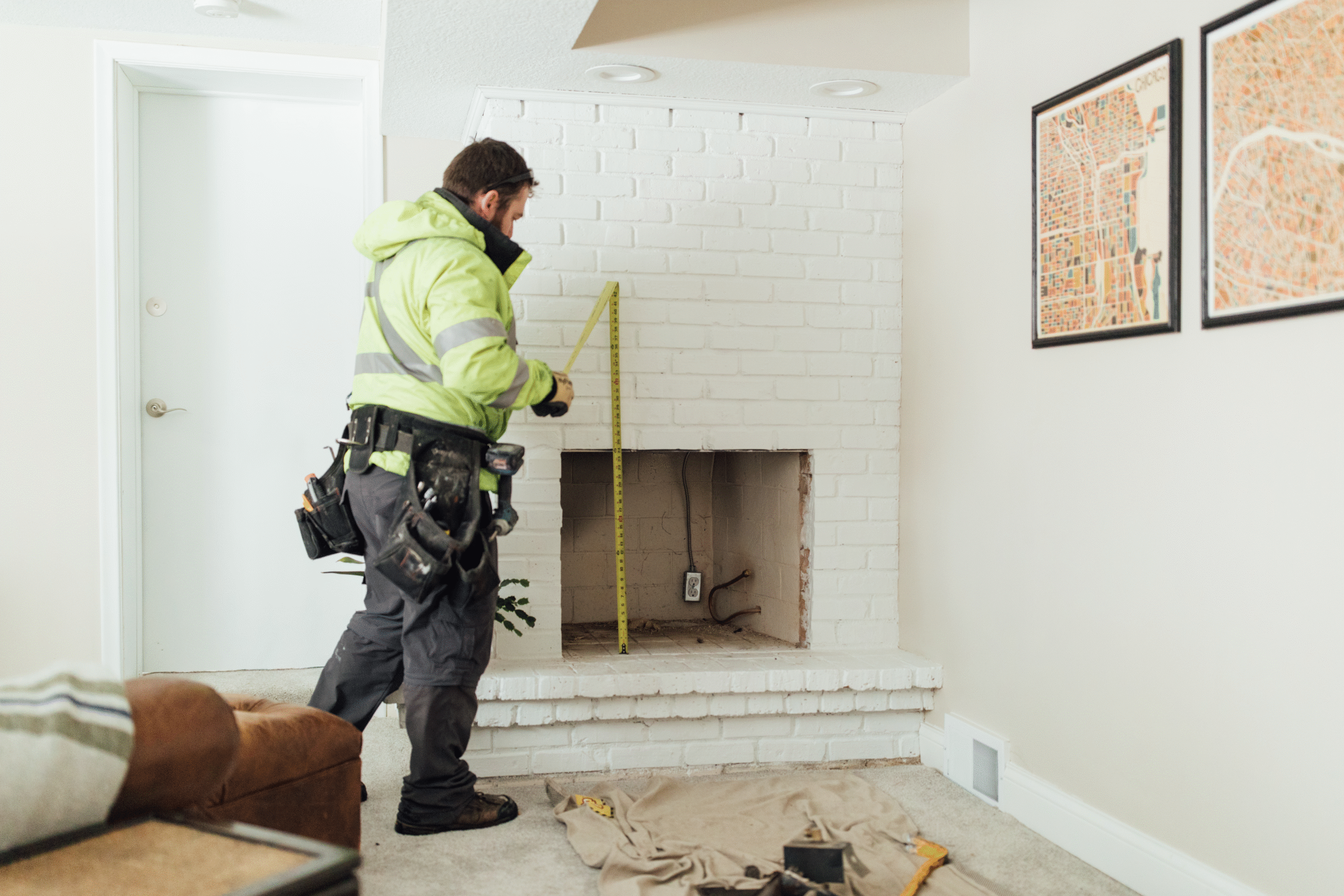 measuring fireplace clearances