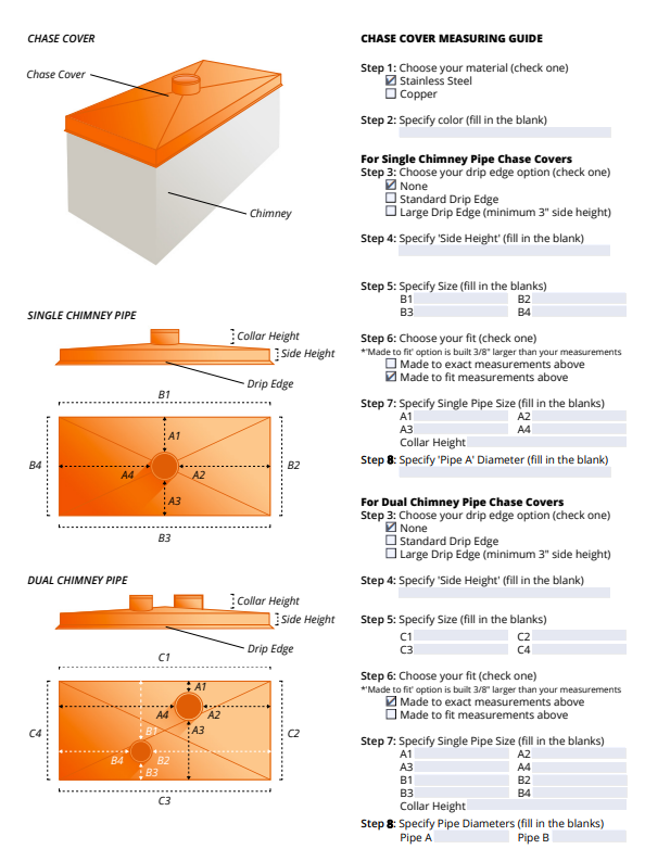 woodland direct chase cover measurement form