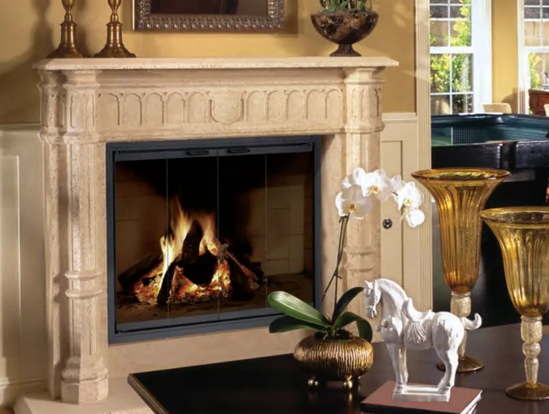 glass fireplace doors prefab