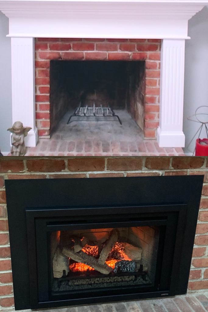 electric fireplace insert before after