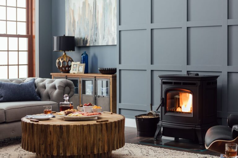 pellet stove absolute harman in living room