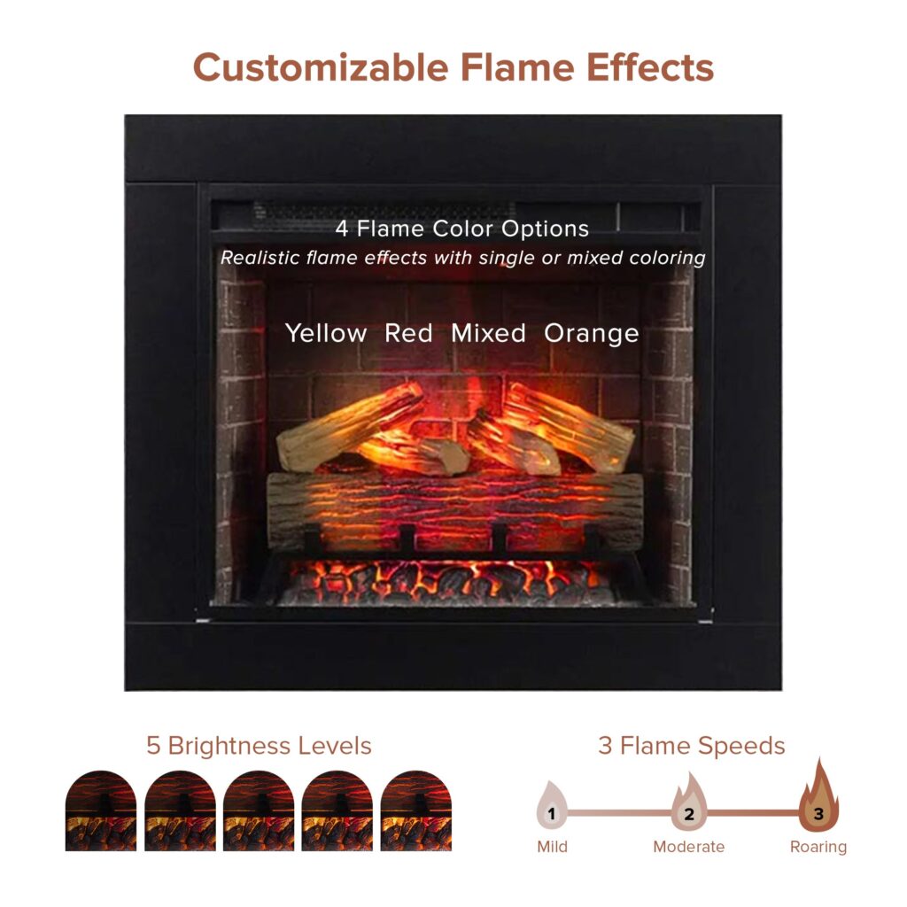 modern ember uptown electric fireplace insert options flame and color
