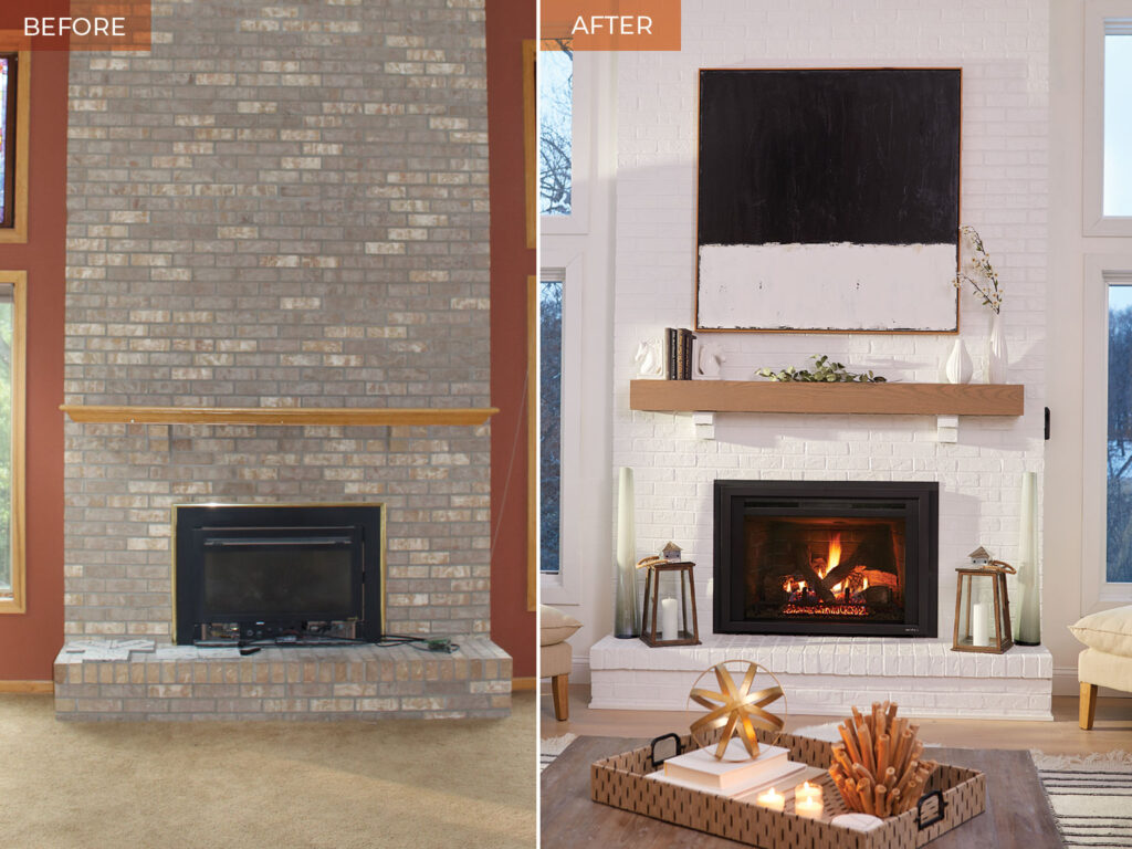 before and after fireplace insert